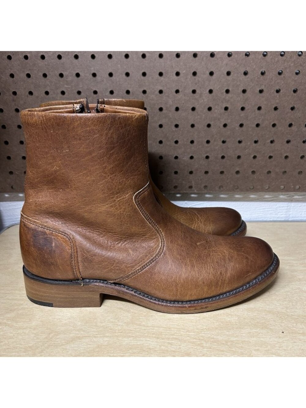 Vintage Shoe Company Jonathin Leather Mens Slip On Chestnut Boot Size 9